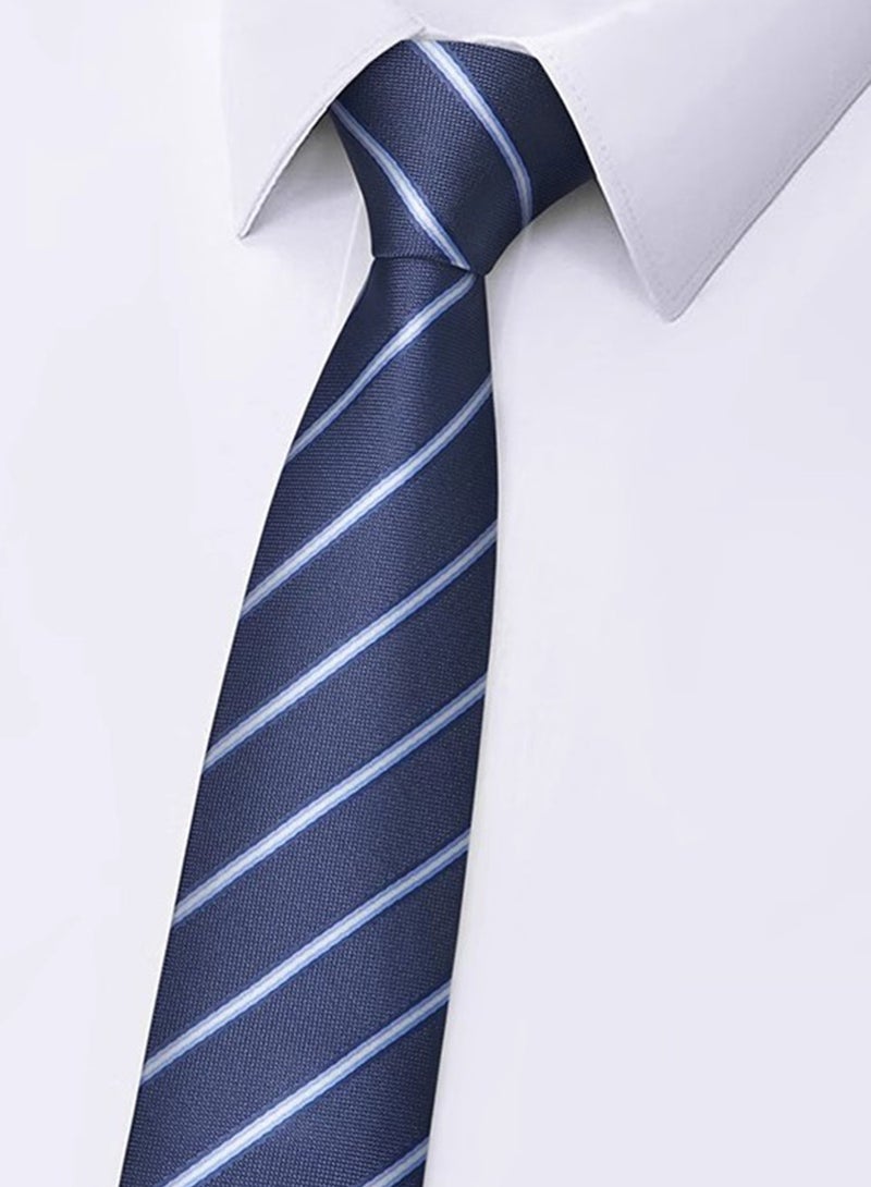 6pcs Business Men Essential Meeting Necktie Sets High-grade 1200Needles Soft Touch Handmade Gentlemen Classic Stripe Daily Neck Tie For Party Birthday Weeding 3.15Inch - Image 2