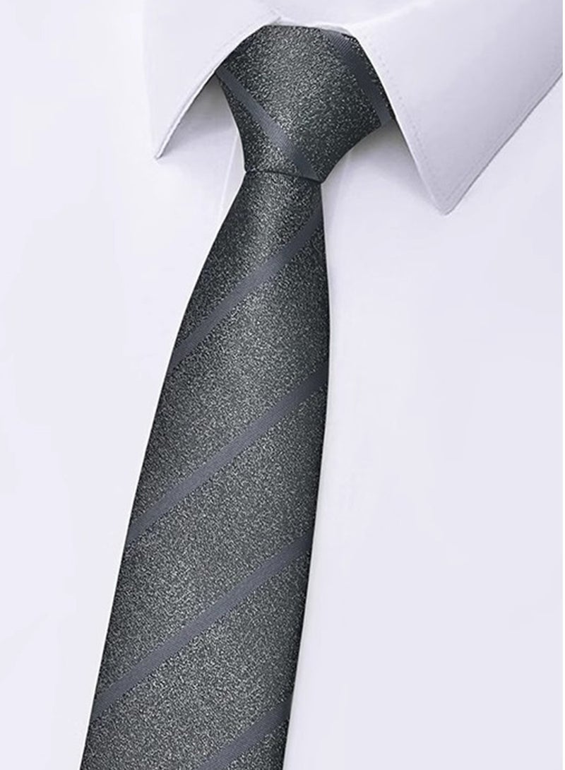 6pcs Business Men Essential Meeting Necktie Sets High-grade 1200Needles Soft Touch Handmade Gentlemen Classic Stripe Daily Neck Tie For Party Birthday Weeding 3.15Inch - Image 3