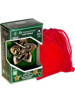 Deluxe Helix Hanayama Brain Teaser Puzzle, Level 5 Difficulty, Red Velveteen Drawstring Pouch, Bundled Items  - Image 4
