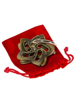 Deluxe Helix Hanayama Brain Teaser Puzzle, Level 5 Difficulty, Red Velveteen Drawstring Pouch, Bundled Items  - Image 1
