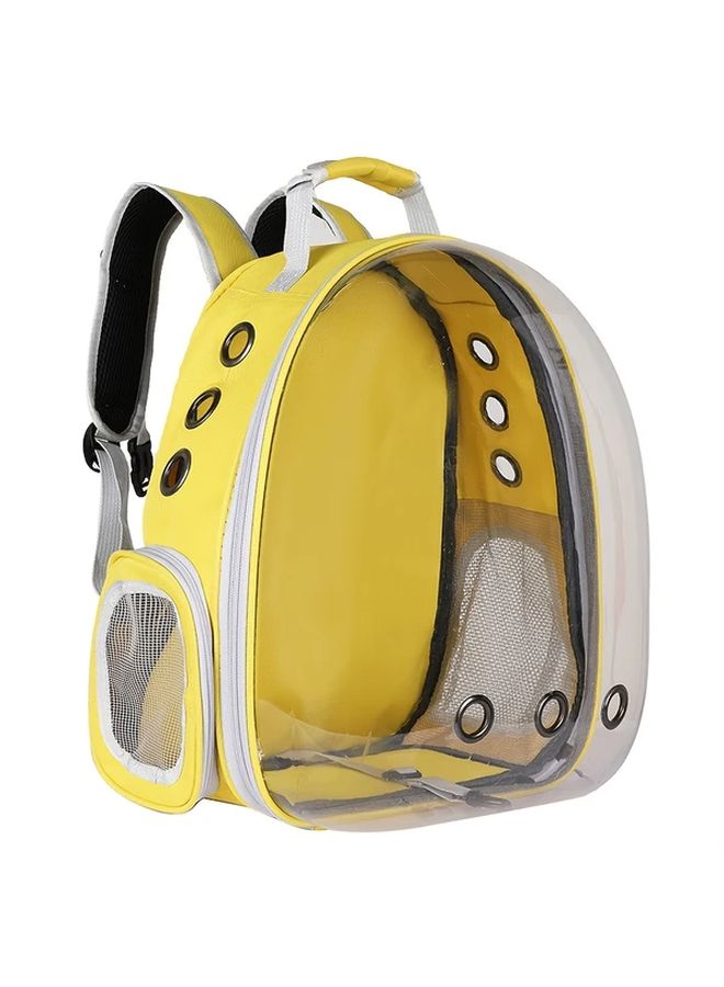 Yellow Transparent Pet Backpack Breathable Carrier For Cats Rabbits Travel Hiking - Image 1