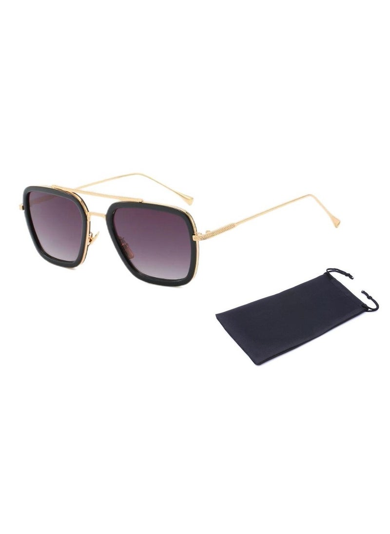 In Air - Tony Stark Sunglasses Vintage Square Metal Frame Glasses Tony Stark Silver Double Grey - Image 1
