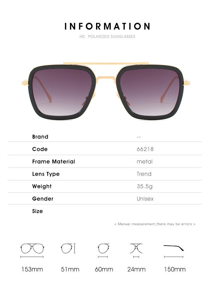 In Air - Tony Stark Sunglasses Vintage Square Metal Frame Glasses Tony Stark Silver Double Grey - Image 1