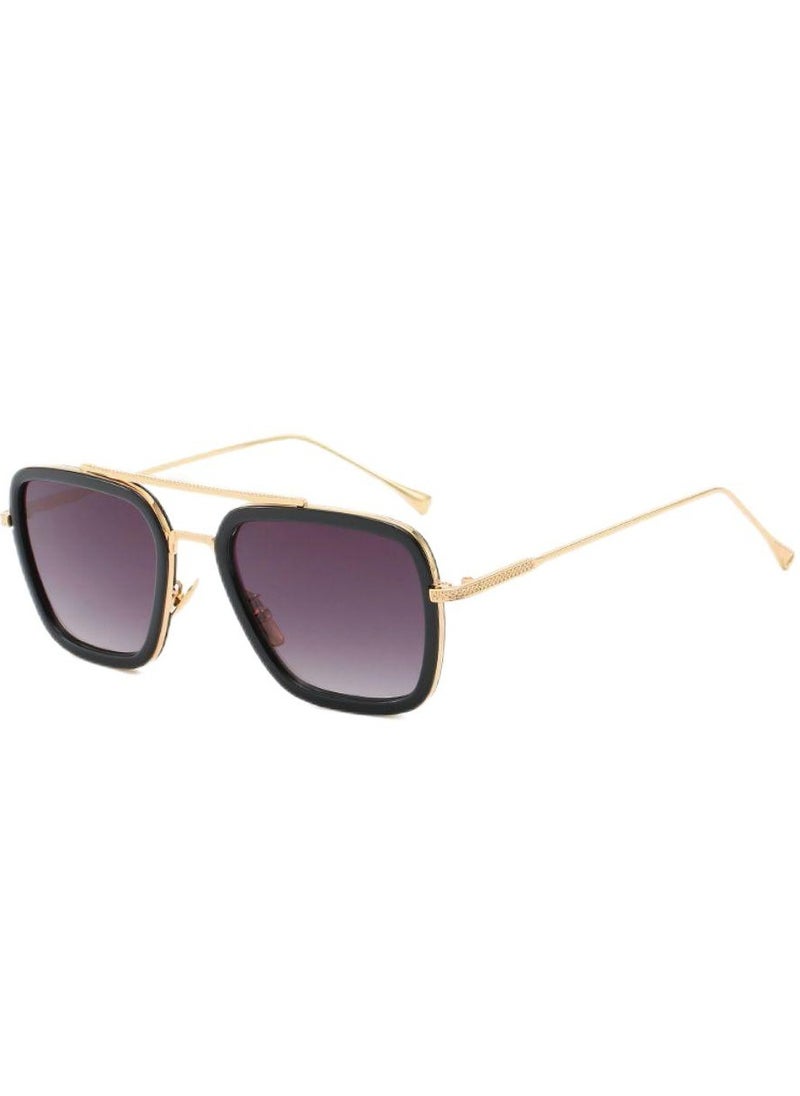 In Air - Tony Stark Sunglasses Vintage Square Metal Frame Glasses Tony Stark Silver Double Grey - Image 1
