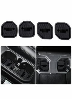 Excefore Auto Cup Holder Coaster Fit for Jeep Wrangler JL JLU 2018-2022, an Interior Accessory for Gladiator JT 2020-2022 Sport and Rubicon, Car Liner Mat Pad, 4PCS, Black  - Image 1