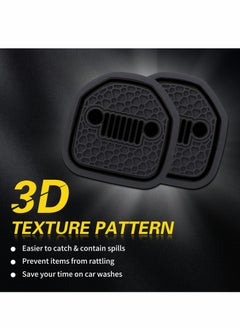 Excefore Auto Cup Holder Coaster Fit for Jeep Wrangler JL JLU 2018-2022, an Interior Accessory for Gladiator JT 2020-2022 Sport and Rubicon, Car Liner Mat Pad, 4PCS, Black  - Image 3