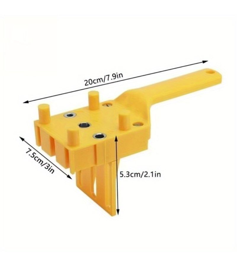 Woodworking Dowelling Jig Guide With Adjustable Depth Stop Spring Loaded Mechanism Heavy Duty Plastic Handheld Drill Attachment For DIY Furniture Cabinetry Joinery Compatible With Manual Drills Yellow Precision Hole - Image 4