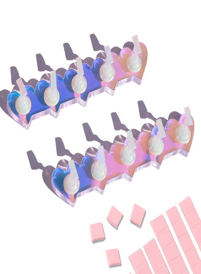 ANGNYA 2 Set Heart-shaped Nail Holder for Press On, Aurora Nail Stand with Reusable Adhesive Putty Clay Strong Magnetic Display Art Stand - Image 1