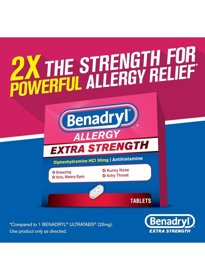 Benadryl مسكن حساسية قوي إضافي، 50 ملغ أقراص ديفينهيدرامين - 24 حبة - Image 2