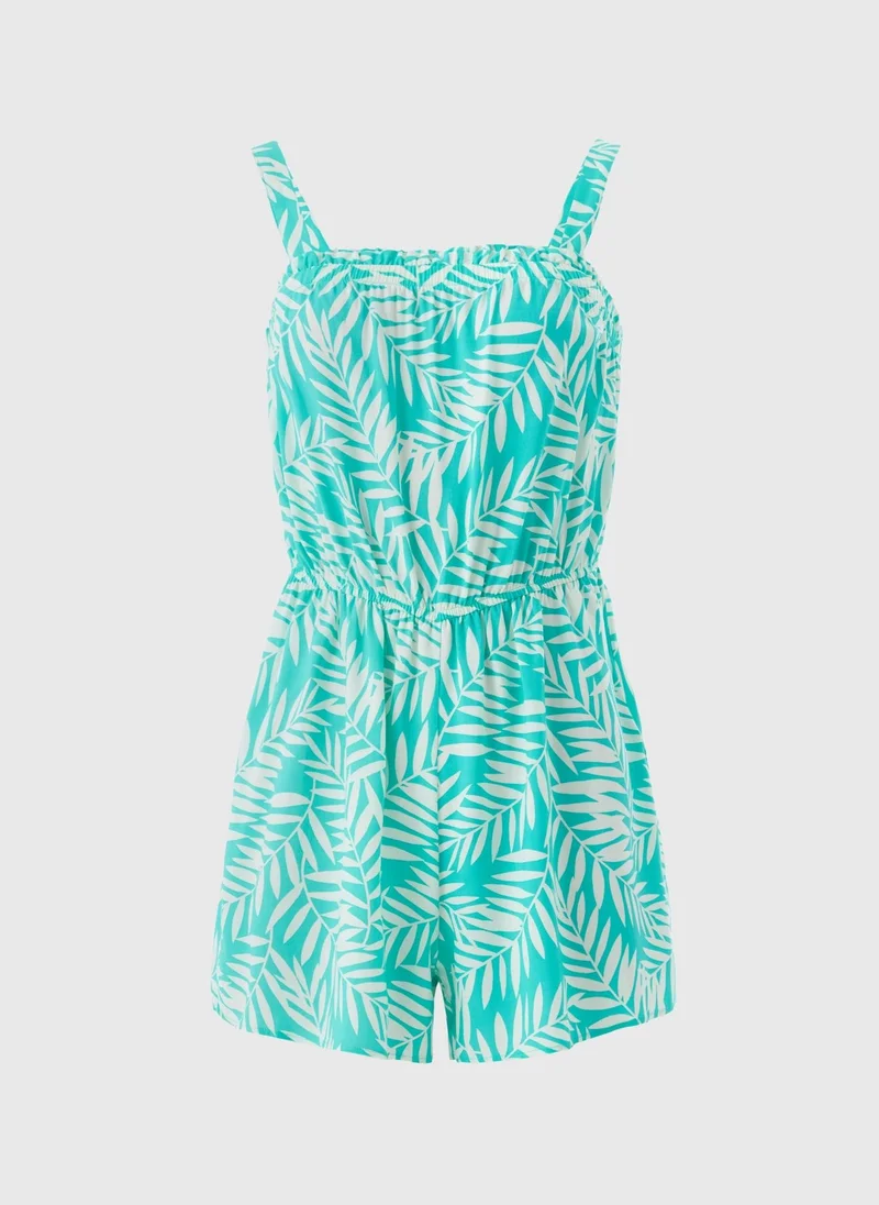 Matalan Blue Leaf Print Playsuit