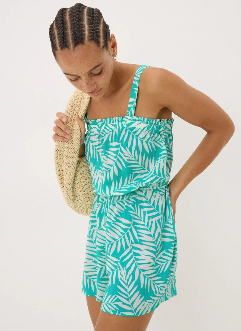 Matalan Blue Leaf Print Playsuit