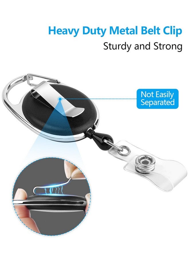 KTRIO 2 Pack Retractable Id Badge Holder With Clip Badge Reels Clear Id Card Holder With 24 Pull Cord With Carabiner Badge Reel - Image 4