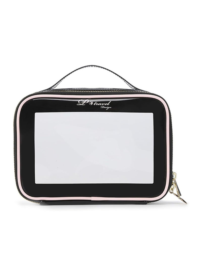 Excefore Travel Clear Makeup Cosmetic Bag, Leather Makeup Pouch, Multipurpose Travel Makeup Train Case Portable Cosmetic Organizer Bags Transparent Storage Bag Travel Must Haves - Image 1