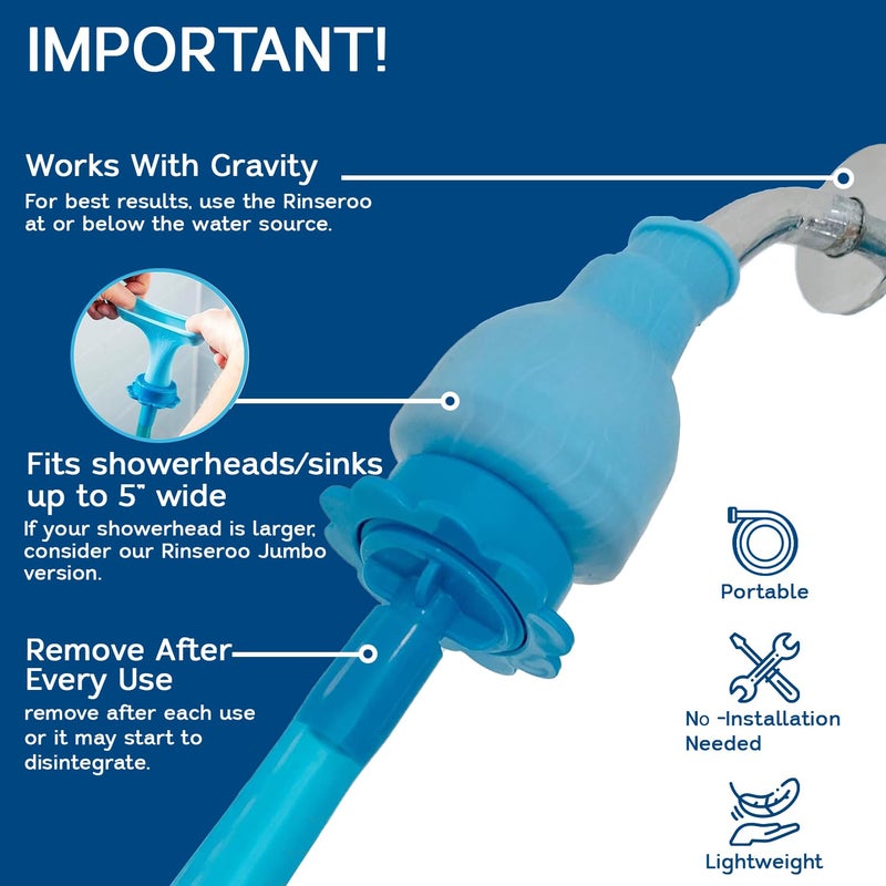 Rinseroo: "Shower Cleaning Thing"â€“Slip-On Handheld Hose Attachment for Fast, Mess-Free Shower Wall Rinsingâ€“6 Ft Hose, Fits Up to 5" Shower Head â€“Temporarily Converts Standard Shower into Handheld - Image 3