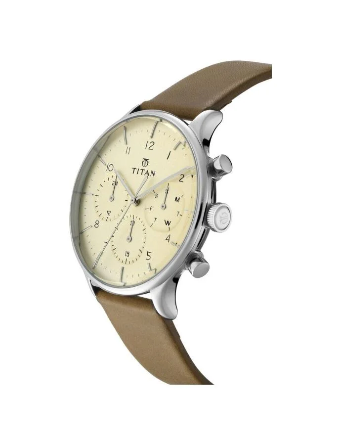 TITAN Men's Leather Analog Watch 90102SL02 - 42 mm