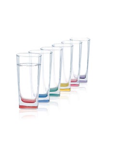 Luminarc Luminarc Sterling Rainbow High Ball Glass Tumbler, Set of 6, (330 ml, Multicolour)  - Image 1