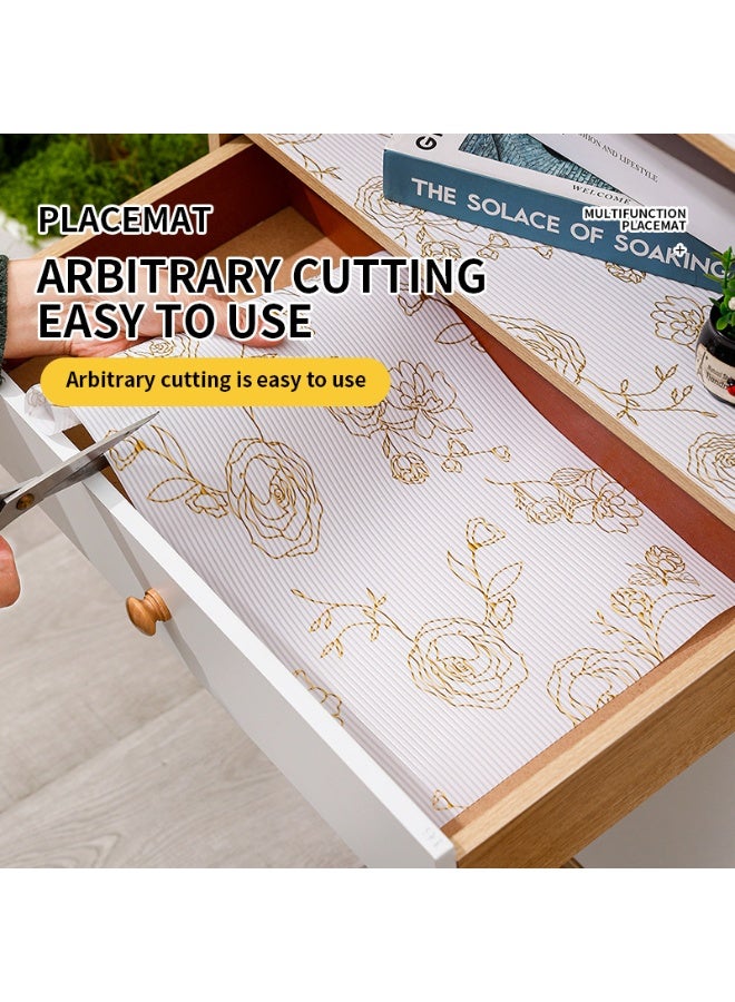 والالا 4 بكرات كبيرة من بطانات الرف غير اللاصقة، سجادات الأدراج، بطانة درج من مادة إي في إيه غير قابلة للانزلاق، بطانة مقاومة للبقع، بطانة خزانة مقاومة للماء لرف المطبخ المنزلي، والخزائن، والثلاجة، والخزانة - Image 5