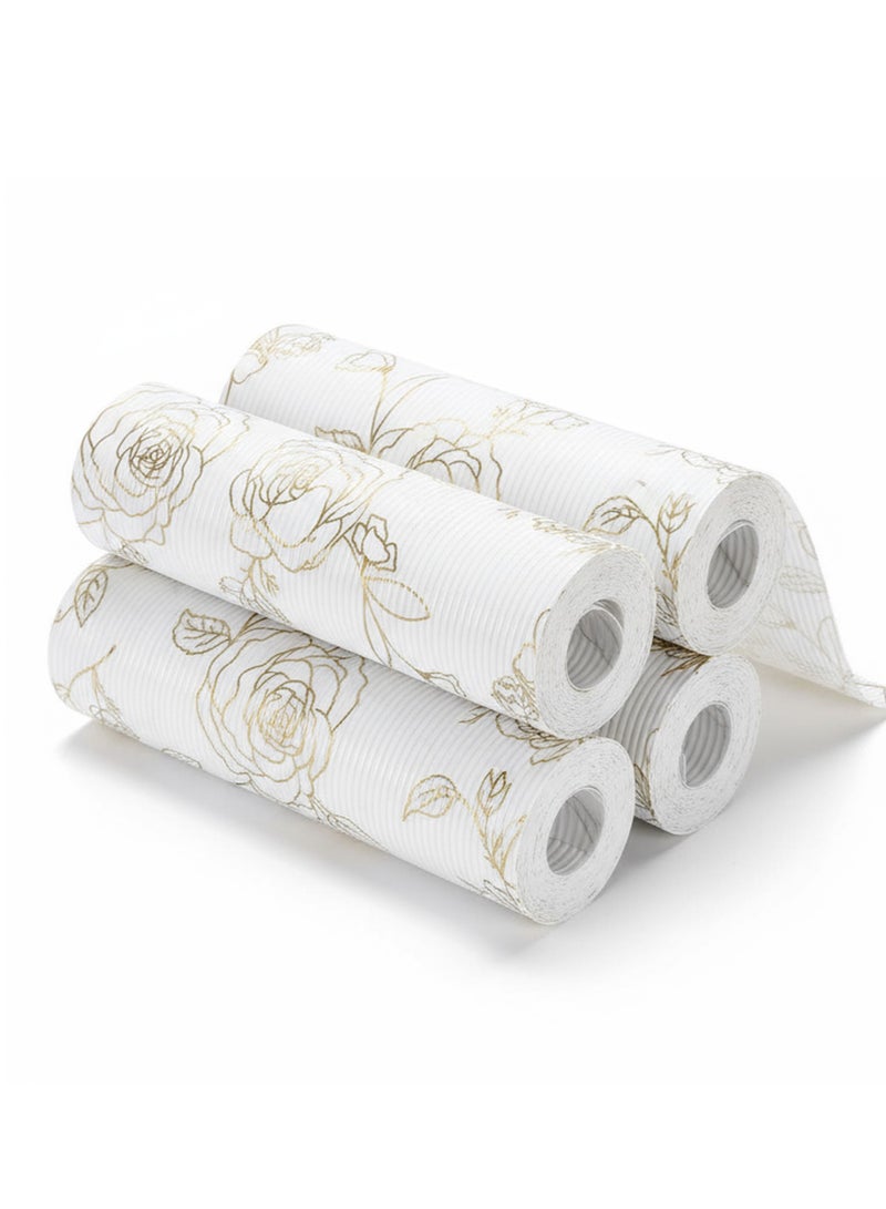 والالا 4 بكرات كبيرة من بطانات الرف غير اللاصقة، سجادات الأدراج، بطانة درج من مادة إي في إيه غير قابلة للانزلاق، بطانة مقاومة للبقع، بطانة خزانة مقاومة للماء لرف المطبخ المنزلي، والخزائن، والثلاجة، والخزانة - Image 1