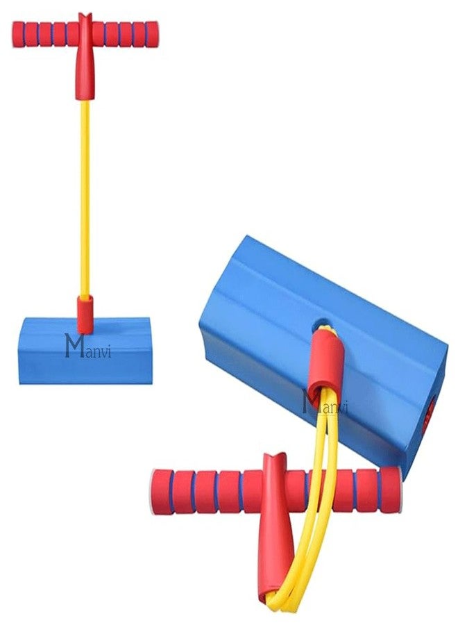 MANVI Foam Pogo Jumper for Kids, Lights & Sounds Jumper Fun and Safe Jumping Pogo Stick Fun Activity for Teens Adults, Garden Toys for Boys and Girls Gifts (Blue pogo) - Image 1