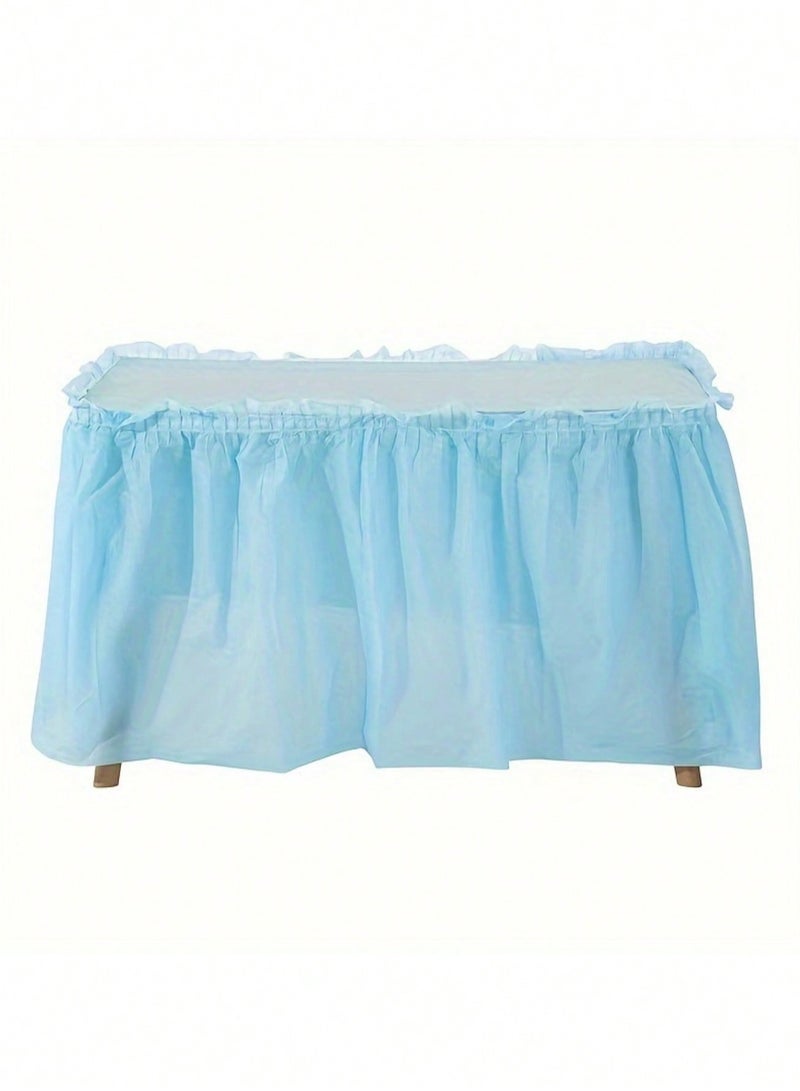 Rightsure 14Ft Disposable Table Skirts Blue Pink Plastic Tablecloth For Round Rectangular Table Decor Baby Shower Birthday Party Supplies for restaurants/cafes