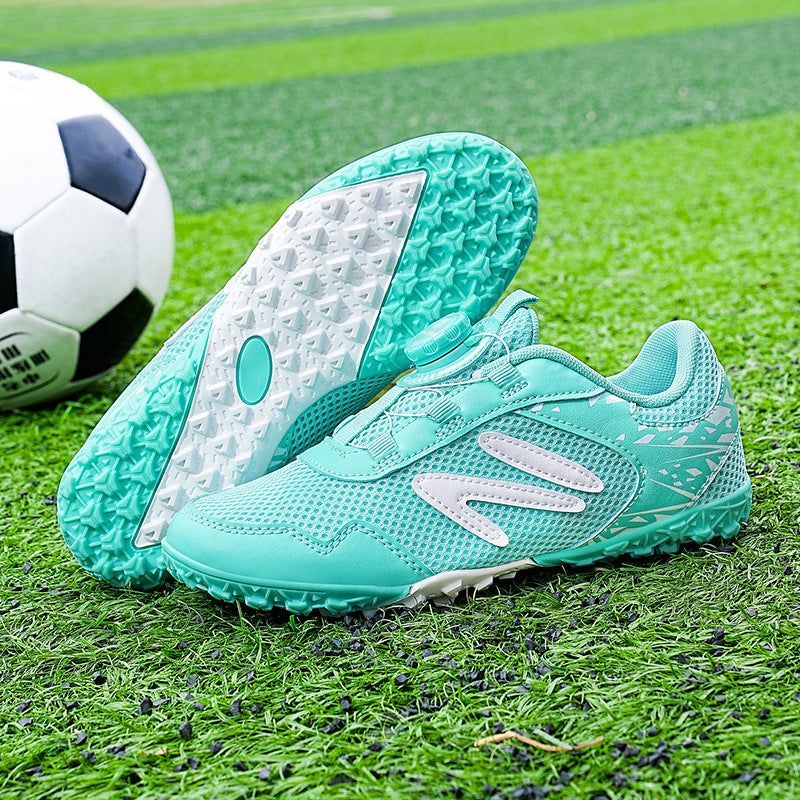 Summer Mesh Football Shoes with Velcro and Quick Lacing for Kids - Turf Training  Cleats - Image 4
