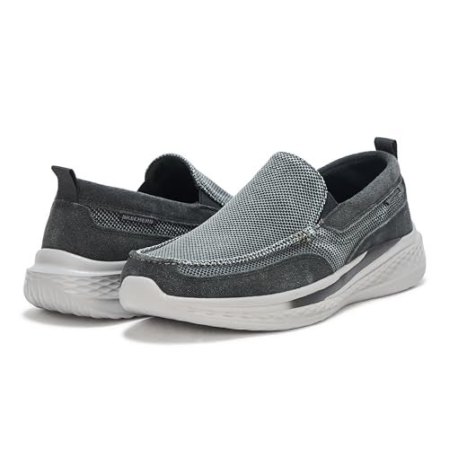 SKECHERS سلايد - مونسن دوال غور سليب أون مع تغطيات جلدية، أسود، 7 متوسط - Image 3