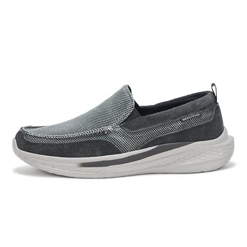 SKECHERS سلايد - مونسن دوال غور سليب أون مع تغطيات جلدية، أسود، 7 متوسط - Image 2