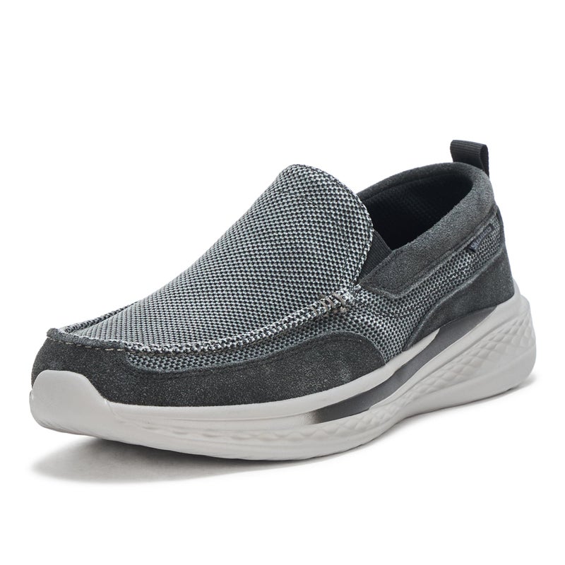 SKECHERS سلايد - مونسن دوال غور سليب أون مع تغطيات جلدية، أسود، 7 متوسط - Image 5
