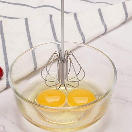 SHIDHMI Semi-Automatic Egg Whisks Stainless Steel Hand Push Whisk Blender for home, Newness Egg Whisk Stainless, Non-Electric Household Silent Blender for Beater, Milk Frother, Cooking,Baking (1 pack) - Image 3