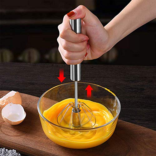 SHIDHMI Semi-Automatic Egg Whisks Stainless Steel Hand Push Whisk Blender for home, Newness Egg Whisk Stainless, Non-Electric Household Silent Blender for Beater, Milk Frother, Cooking,Baking (1 pack) - Image 1
