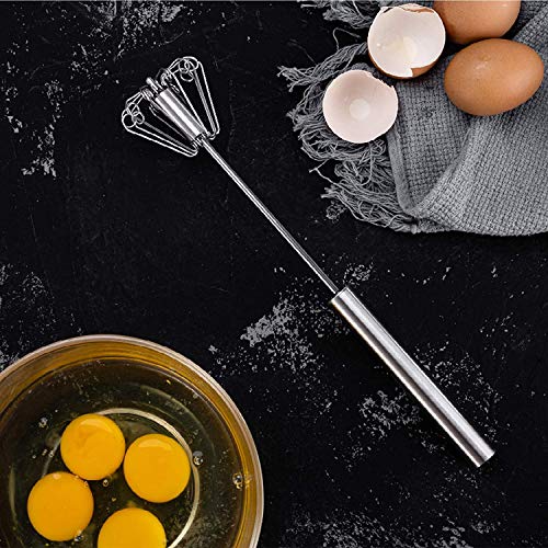 SHIDHMI Semi-Automatic Egg Whisks Stainless Steel Hand Push Whisk Blender for home, Newness Egg Whisk Stainless, Non-Electric Household Silent Blender for Beater, Milk Frother, Cooking,Baking (1 pack) - Image 5