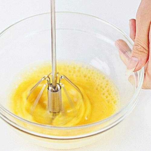 SHIDHMI Semi-Automatic Egg Whisks Stainless Steel Hand Push Whisk Blender for home, Newness Egg Whisk Stainless, Non-Electric Household Silent Blender for Beater, Milk Frother, Cooking,Baking (1 pack) - Image 2