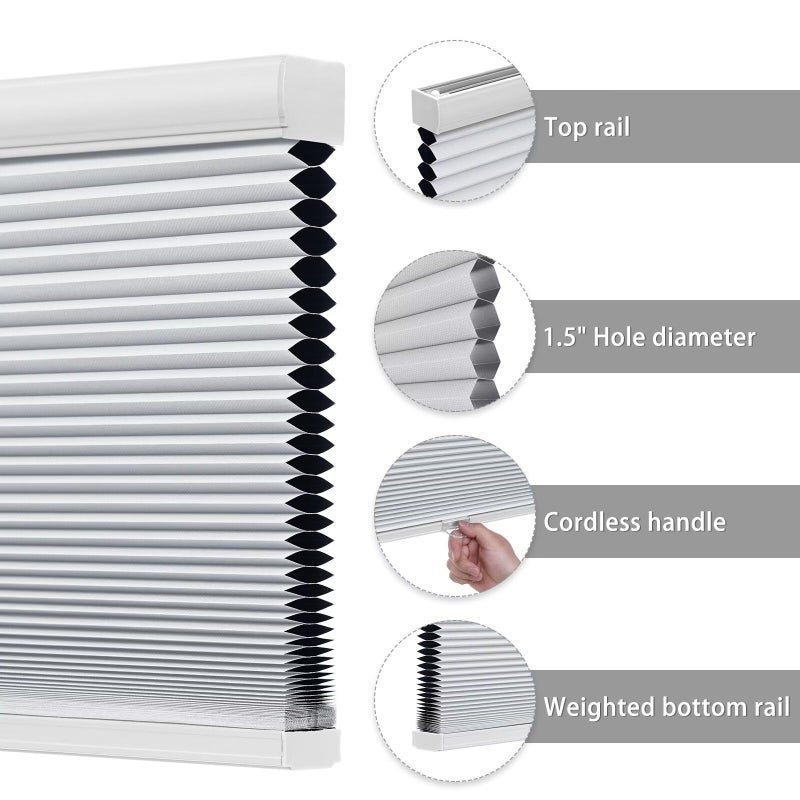 Changshade Blackout Cellular Window Shades Cordless, Honeycomb Blinds for Indoor Windows Room Darkening Black Out Thermal Insulated for Bedroom, Bathroom, Shade Size 34 Inch Wide 72 Inch High, White - Image 3