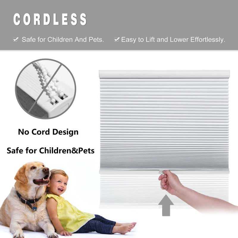 Changshade Blackout Cellular Window Shades Cordless, Honeycomb Blinds for Indoor Windows Room Darkening Black Out Thermal Insulated for Bedroom, Bathroom, Shade Size 34 Inch Wide 72 Inch High, White - Image 4