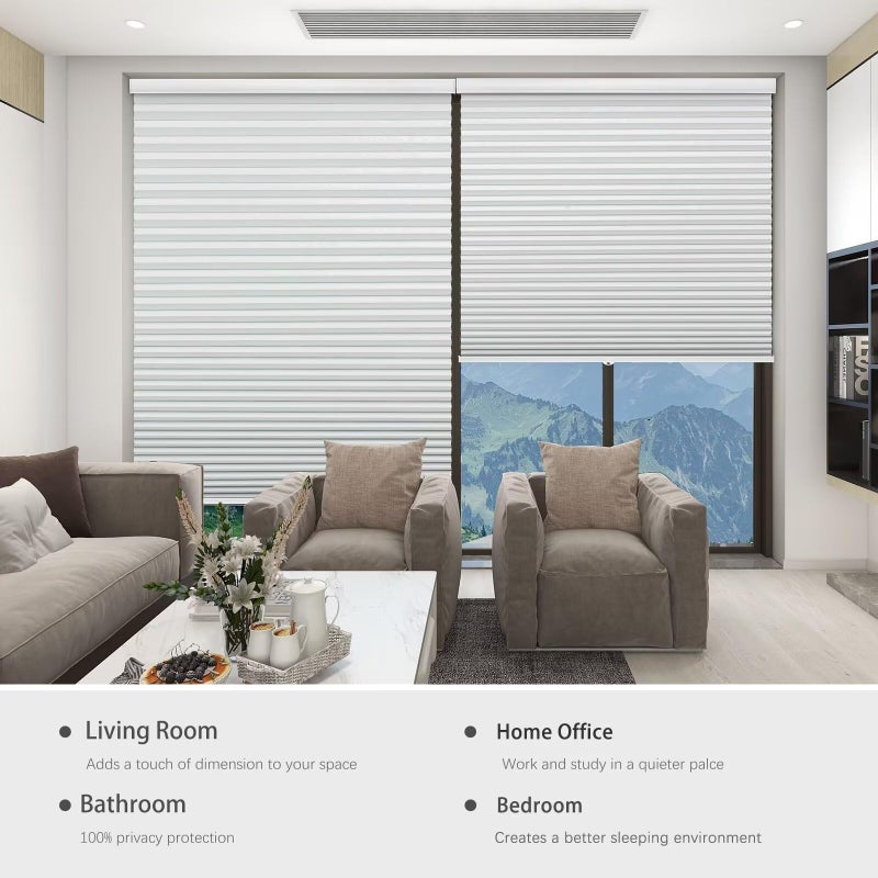 Changshade Blackout Cellular Window Shades Cordless, Honeycomb Blinds for Indoor Windows Room Darkening Black Out Thermal Insulated for Bedroom, Bathroom, Shade Size 34 Inch Wide 72 Inch High, White - Image 5