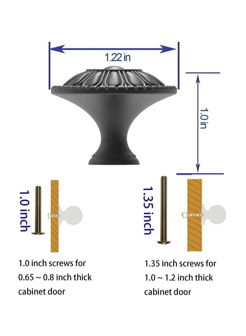 Cabinet Handle 9-Pack of Matte Black Kitchen Cabinet Knobs Pulls, Matte Round Farmhouse Dresser Handles Drawer Knobs for Modern Closet Furniture Door, Floral Pattern - Image 3