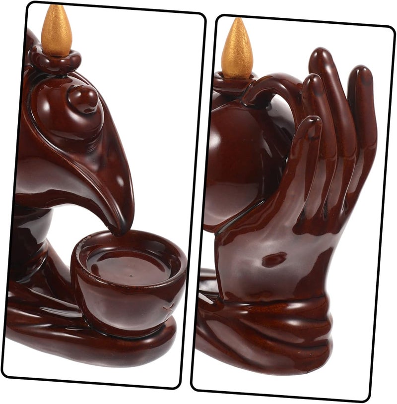 klarako 3pcs Meditation Design Home Aromatherapy Ceramic Backflow Decor Shaped Incense Desktop Office Teapot Zen for Yoga Vintage Aroma with Holder Ornament Censer Waterfall Burner - Image 4