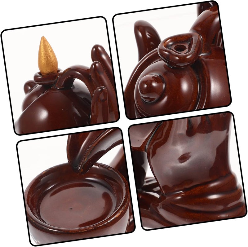 klarako 3pcs Meditation Design Home Aromatherapy Ceramic Backflow Decor Shaped Incense Desktop Office Teapot Zen for Yoga Vintage Aroma with Holder Ornament Censer Waterfall Burner - Image 2