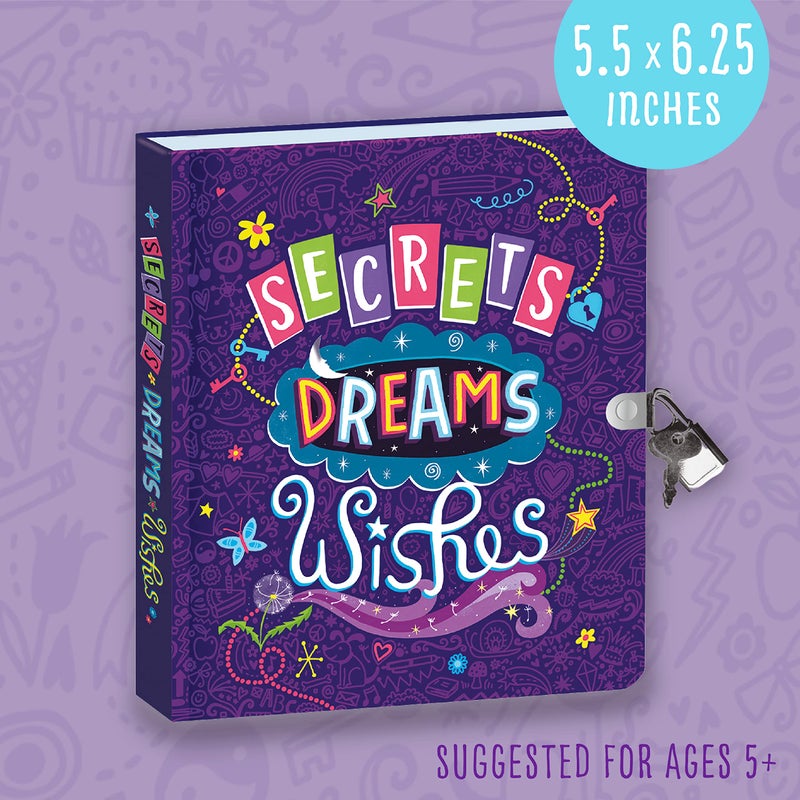 Peaceable Kingdom Secrets, Dreams and Wishes Glow in the Dark 6.25" Lock and Key, Lined Page Diary for Kids - Image 5