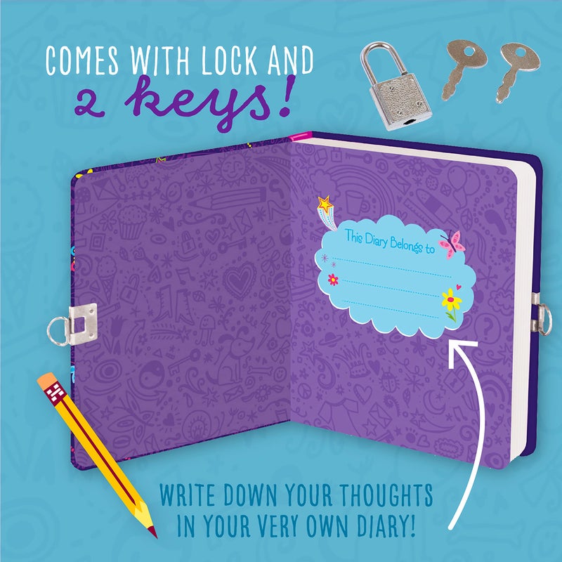 Peaceable Kingdom Secrets, Dreams and Wishes Glow in the Dark 6.25" Lock and Key, Lined Page Diary for Kids - Image 3