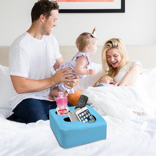 Nisdoing Couch Cup Holder Pillow Tray & Caddy - for Sofa, Bed, Car, Man Cave | Keep Drinks at Hand & Spill-Proof Accessories for New Parents, Camping, Park, Boat, Beach - Blue - Image 3