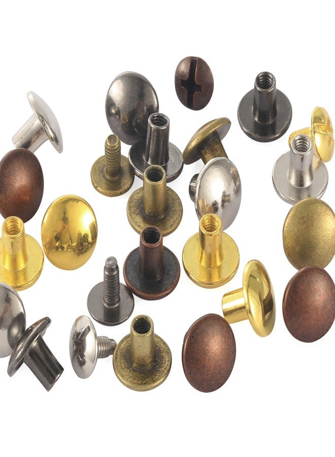 YORANYO 100Sets Chicago Screws Leather Rivets Assorted Screw Rivets Metal Studs for Clothing Chicago Binding Screws Spike and Studs for Decorate Repair Shoes Belts Bags Purse Dog Collars (10MM Head) - Image 5