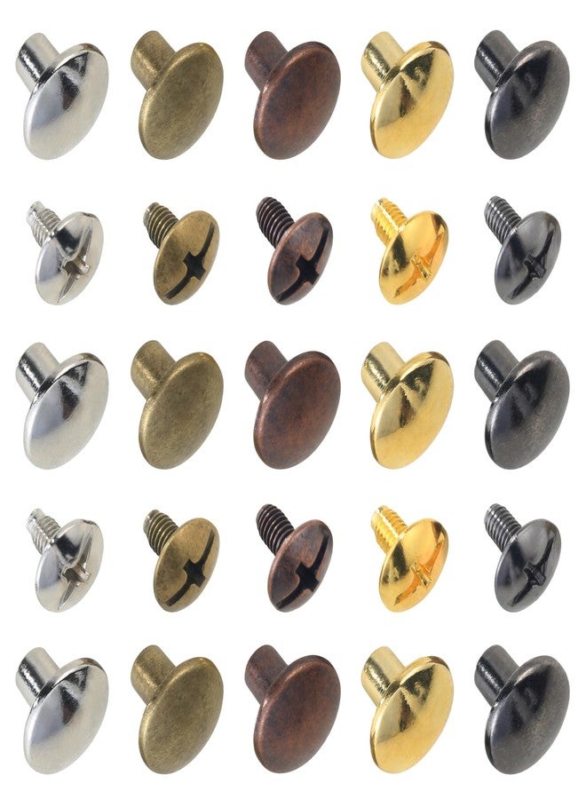 YORANYO 100Sets Chicago Screws Leather Rivets Assorted Screw Rivets Metal Studs for Clothing Chicago Binding Screws Spike and Studs for Decorate Repair Shoes Belts Bags Purse Dog Collars (10MM Head) - Image 4