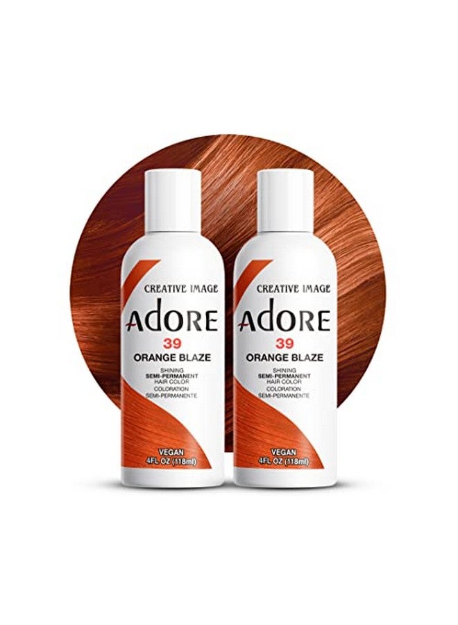 Adore صبغة شعر شبه دائمة نباتية وخالية من القسوة على الحيوانات، 4 أونصة سائلة، 039 برتقالي مشتعل (عبوة من قطعتين) - Image 1
