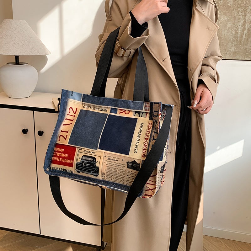 2025 Spring High Beauty Value Explosive Tote Bag Fashionable Large Capacity Canvas Handbag Commuter All-Match Women'S Shoulder Bag - Image 4