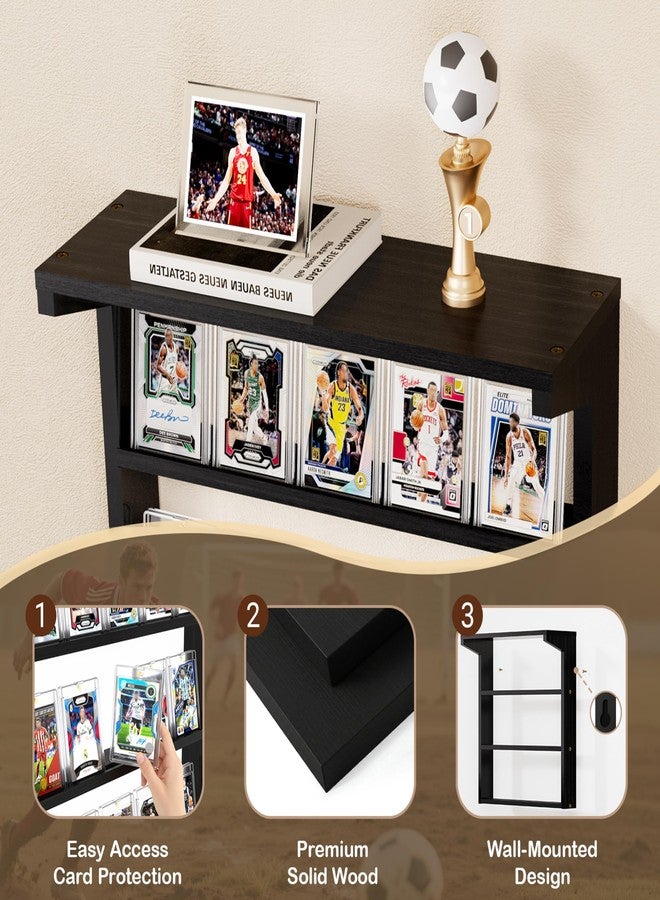 Emfogo Trading Card Display Stand for Wall, 3 Tier Wooden Graded Card Display Stand, Sports Card Display Case, Trading Card Stands for Display Collection, Black - Image 3
