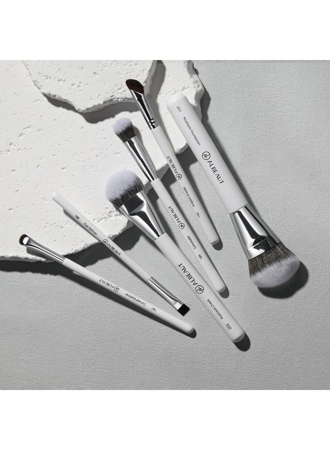 Albeaut Face Makeup Brush Set 6PCS, Angled Cream Foundation Liquid Blush Brush Concealer Brush Under Eye, Nose Contour Eyeliner & Brow Brush - Image 4
