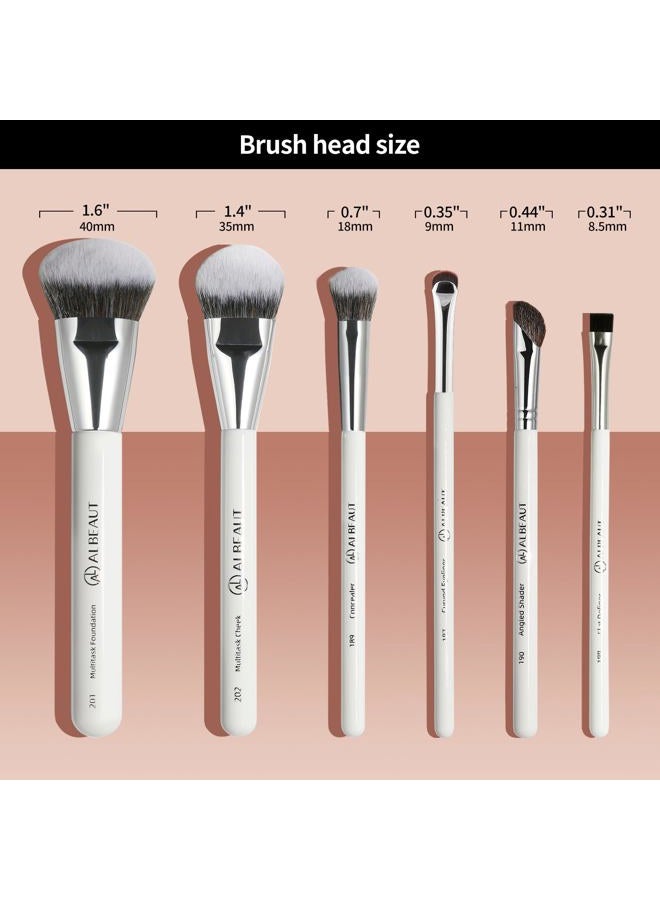 Albeaut Face Makeup Brush Set 6PCS, Angled Cream Foundation Liquid Blush Brush Concealer Brush Under Eye, Nose Contour Eyeliner & Brow Brush - Image 5