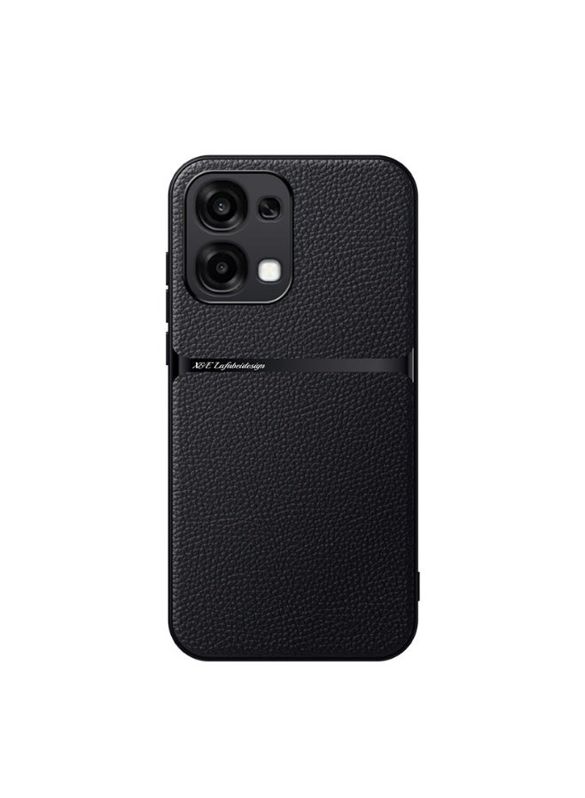 Phone Case Cover Leather TPU Back Case Cover shock resistant Compatible with Oppo A6 Pro  (Black) - Image 1