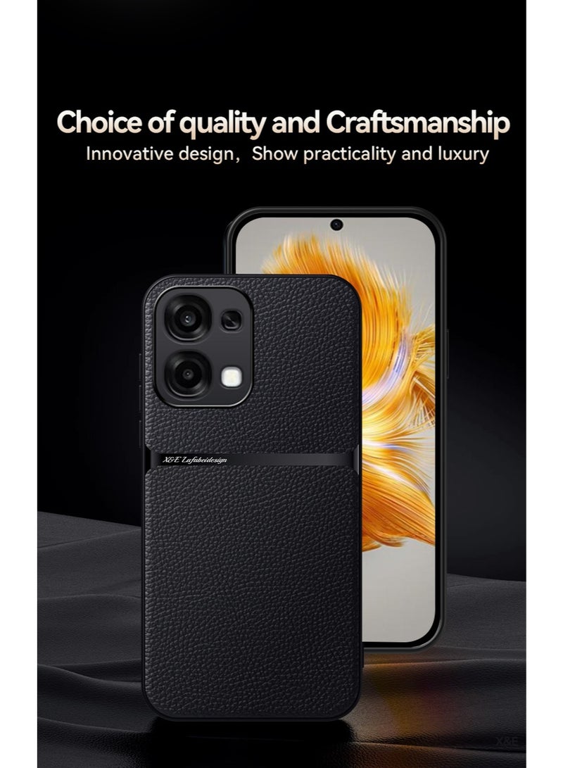 Phone Case Cover Leather TPU Back Case Cover shock resistant Compatible with Oppo A6 Pro  (Black) - Image 2